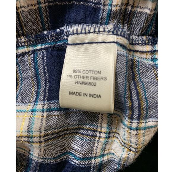 Krazy Kat Women’s 2X Blouse Blue White Plaid Open Front Fringed Trim 3/4 sleeves - Picture 15 of 15